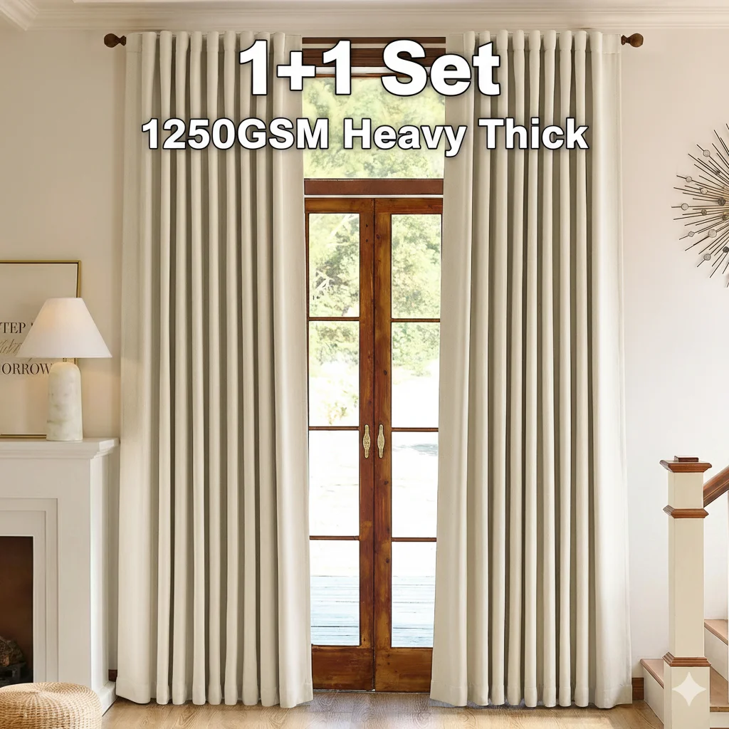 

Шторы Jinchan Blackout, 2 панели, теплоизоляционные, шумопоглощающие, с креплением на петлях, для спальни, 2 шт.