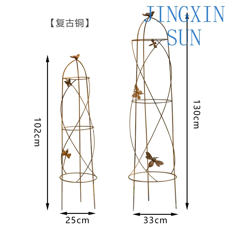 Retro old round fence fence fence flower stand courtyard balcony climbing vine bracket plant flower support rod