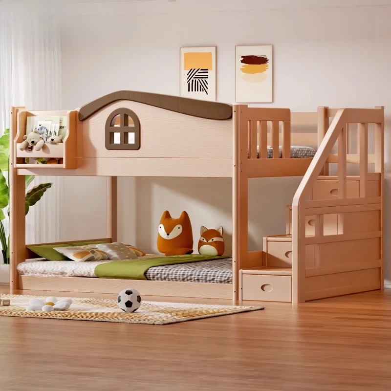 

Customizable King Size Full Frame Bed Kids Loft Bed 2 People Wood Storage Bunk Beds With Slide Bedroom Modern Luxury