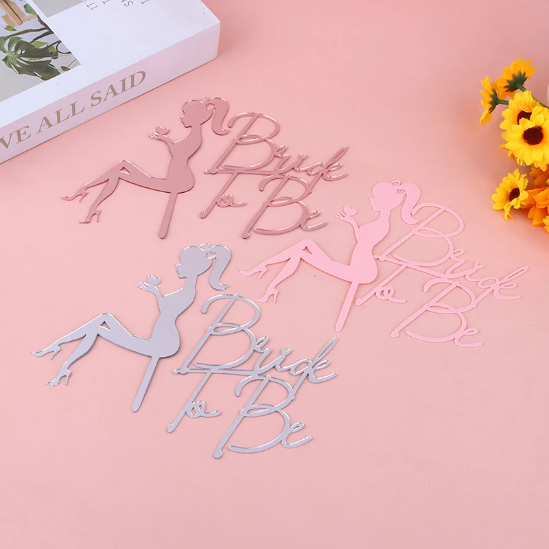 1Set Simple Design Bride To Be Party Cake Topper Acrylic Hen Party Cake Topper Gift For Wedding Cake Dessert Decoration