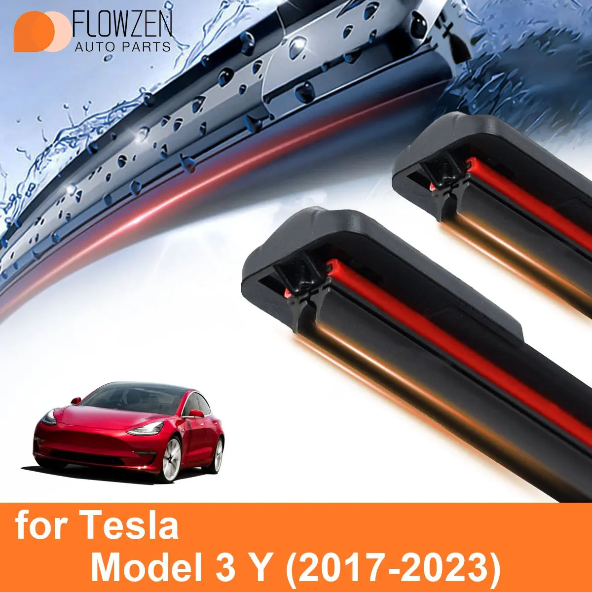 Car Windshield Wiper Blades for Tesla Model 3 Y Double Rubber Frameless Bracketless WipersSoft Accessories 2021 2022 2023