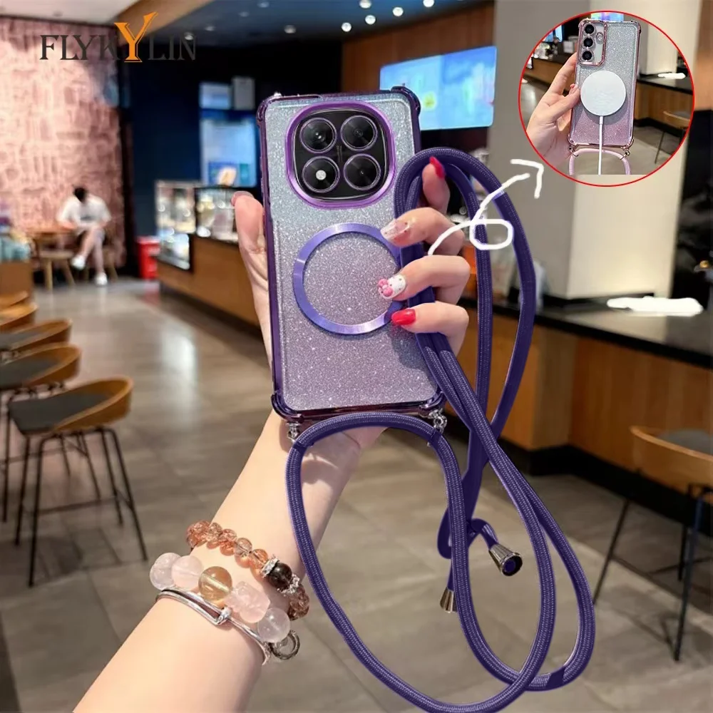 Überzug Klare Magnetische Hüllen Für Samsung A53 A52 A32 A13 A23 A33 A73 A12 A22 A02S A03S Crossbody Lanyard Halskette Abdeckung