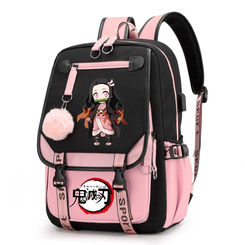 

Harajuku Novelty School Bags Anime Demon Slayer Kamado Nezuko Backpack Girls Kawaii Schoolbag Travel Bag Women Daypacks