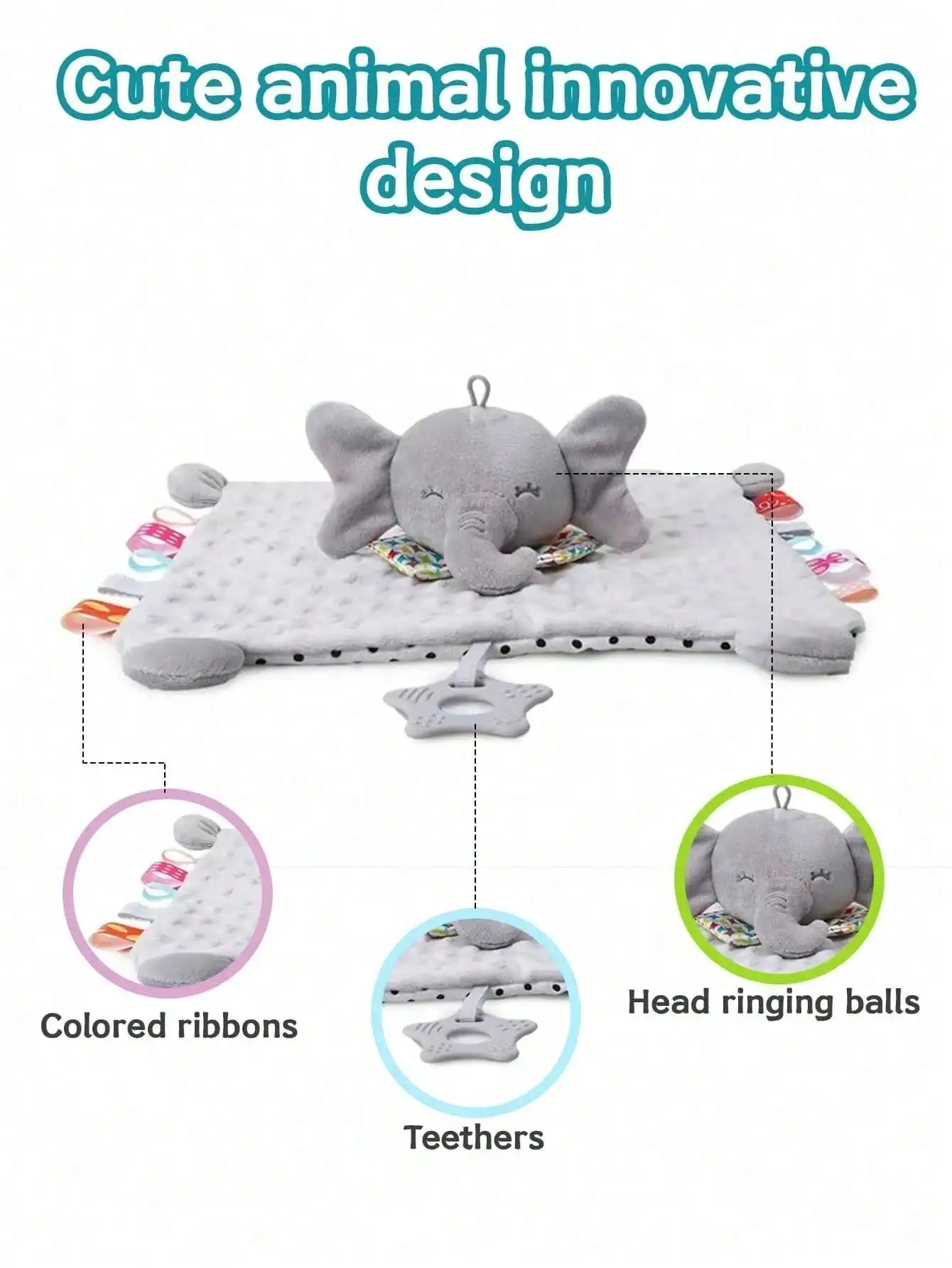 طفل محشوة الحيوان بطانية أمان مع عضاضة محبوب لطيف تكبب بطانية أفخم العلامات لعبة Snuggler بطانية للطفل الرضيع #4