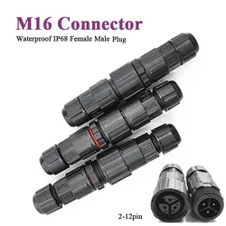 1 st M16 Man Vrouw Connector IP68 2 3 4 5 6 7 8 9 Pin Kabel Connector Outdoor Waterdichte Schroef/lassen Draad Power Luchtvaart Plug