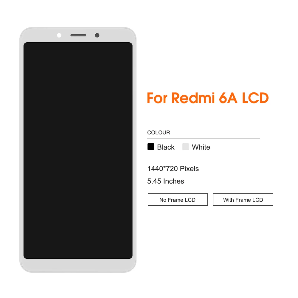 5.45\'\' For Xiaomi Redmi 6 LCD Display Touch Screen Digitizer Assembly Replacement Parts For Redmi 6A Screen With Frame