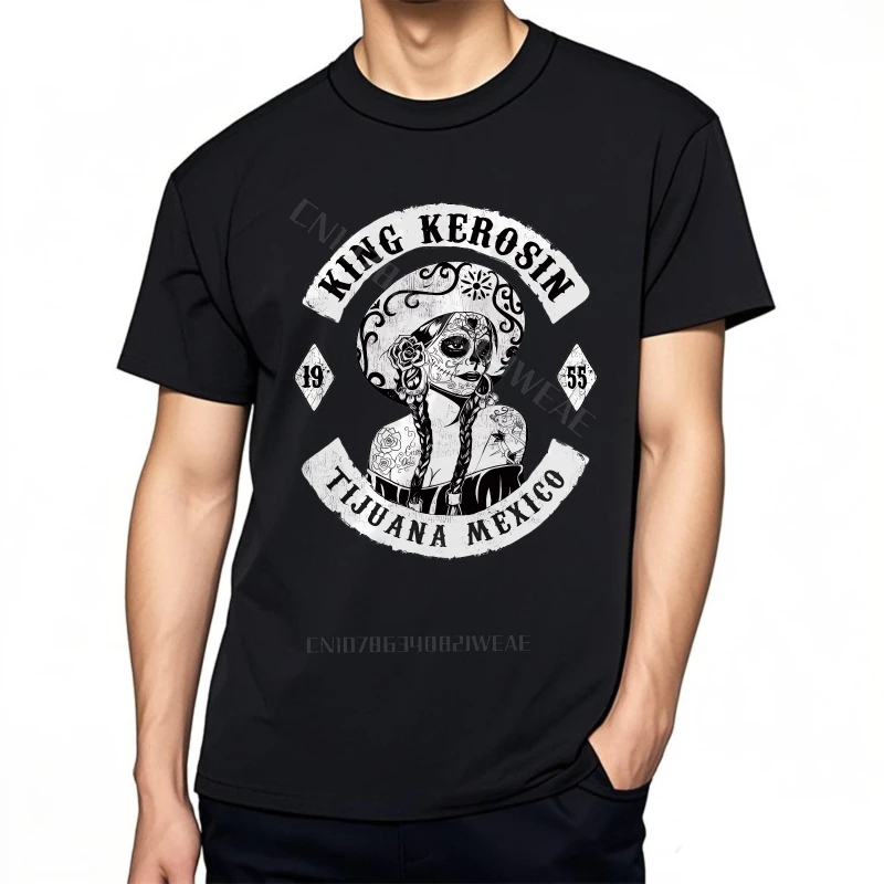 تي شيرت سريع الجفاف كاجوال تي شيرت King Kerosin Tijuana المكسيك ناعم بلون سادة تي شيرت كلاسيكي ناعم أساسي