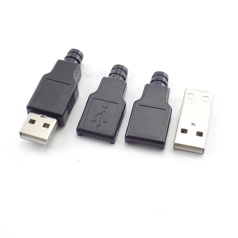 

10 шт. USB-разъемы типа A, 4-контактный разъем с черной пластиковой крышкой, припой 2,0, USB-разъем, разъем «сделай сам», 5 В, 1,5 А-2 А, E4