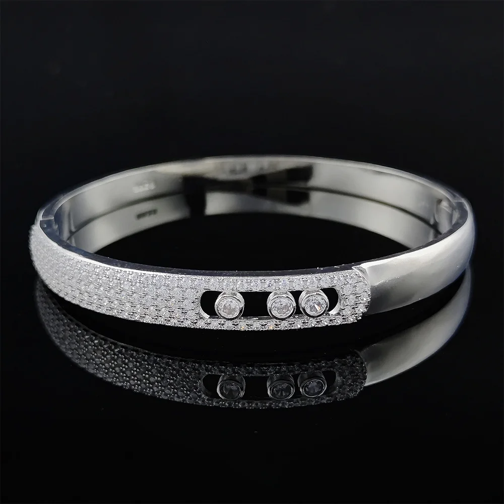 2023 New Luxury silver color on hand Bracelet Bangle For Women Anniversary Gift Jewelry Wholesale S6105