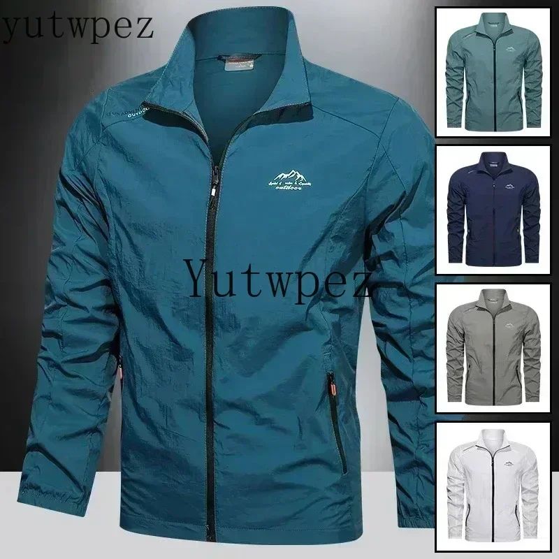 Men Summer UPF100+ Windbreaker Zip Pockets Breathable Ultra-light Clothes Outdoor Thin Camp Jackets Uv Sun Protection Skin Coats