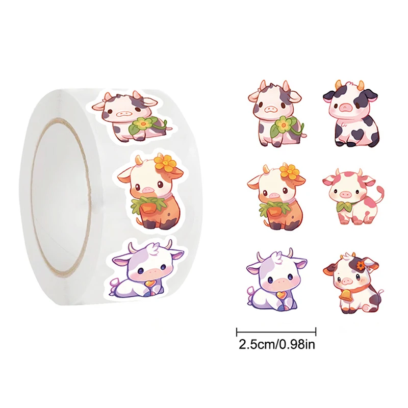 500pcs/roll Cute Cow Cartoon Graffiti Stickers DIY Phone Guitar Laptop Notebook Suitcase Waterproof Sticker Kids Toy Drop Ship