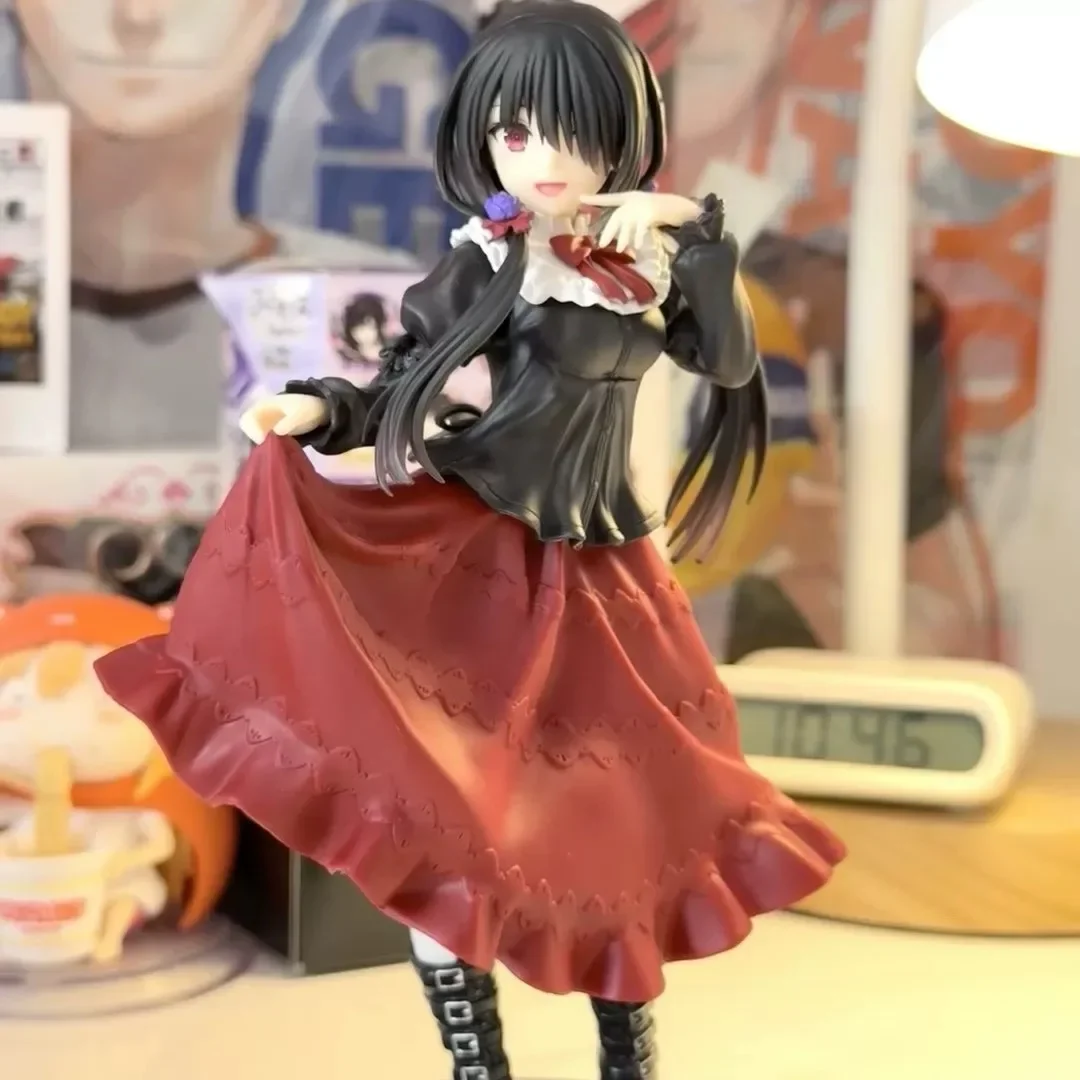 デート・ア・ライブ 時崎狂三 アニメフィギュア キュートガールモデル おもちゃ PVC レッドドレス 着せ替え スタンドモデル 車内装飾品