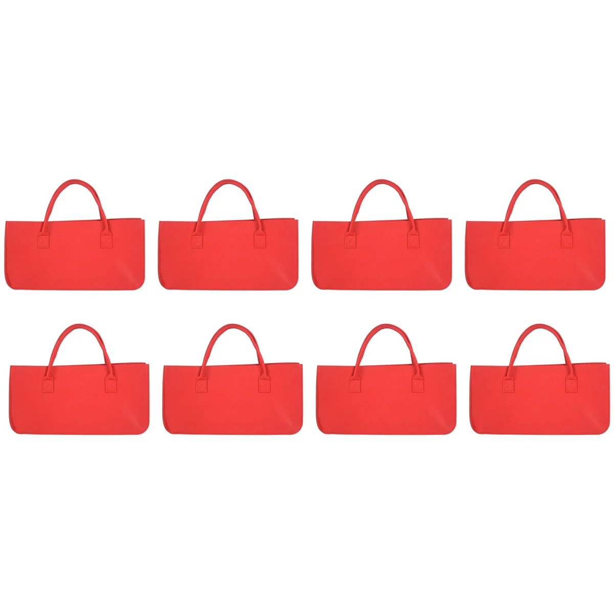 

8X Felt Purse, Felt Storage Bag Large Capacity Casual Shopping Bag - Red