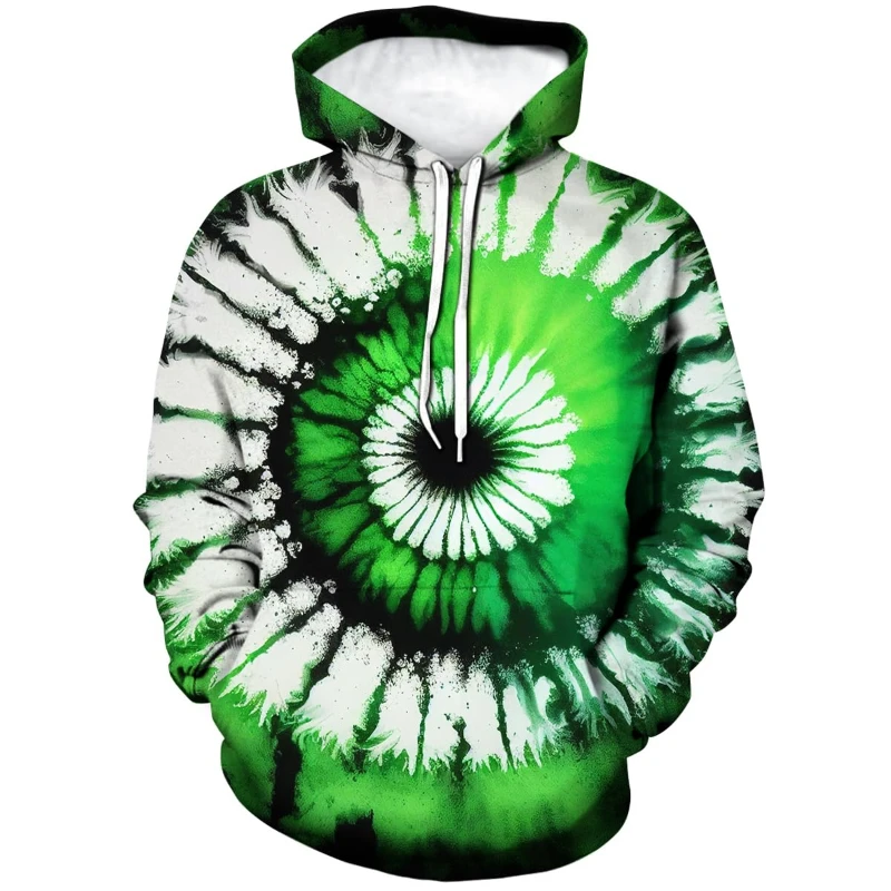 Mens Hoodies Tie-dye Pattern 3D Printing Hoodies Fashion Geometric Colorful Casual Street Dizzy Hypnotic Pullover Sweatshirts