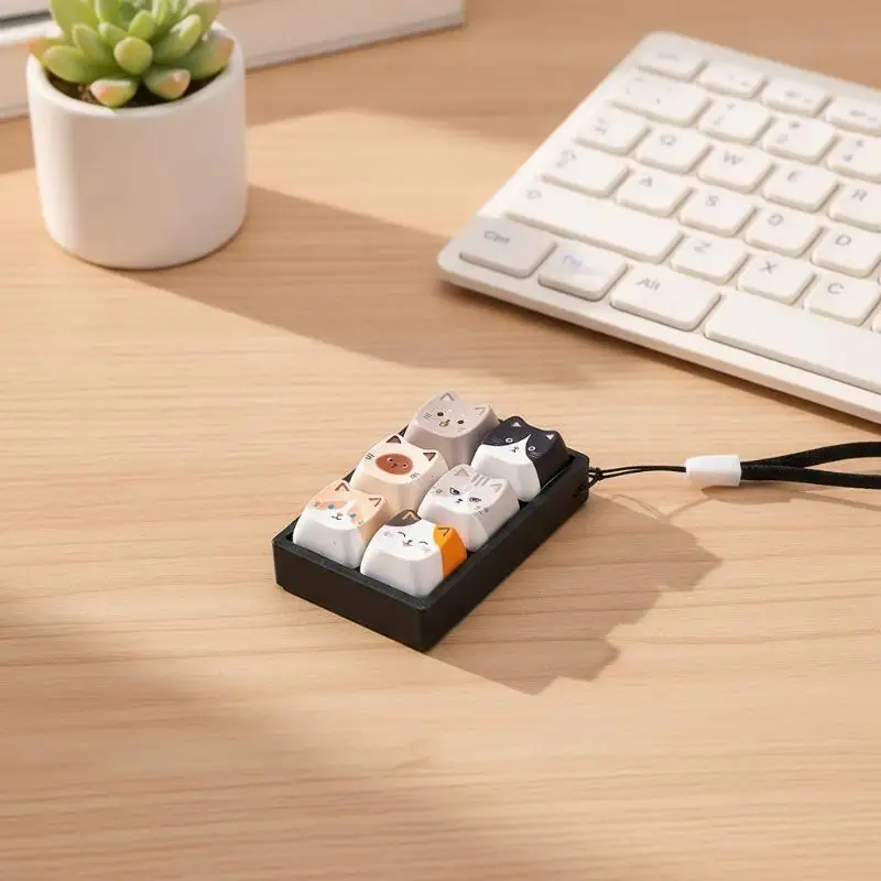 4/6 Tasten Anti-Stress-Anhänger Tastatur-Keycap Katzen-Fidget-Schlüsselanhänger Fingerknopf Zeitvertreibungs- und Entspannungs-Schlüsselanhänger – Detail 5