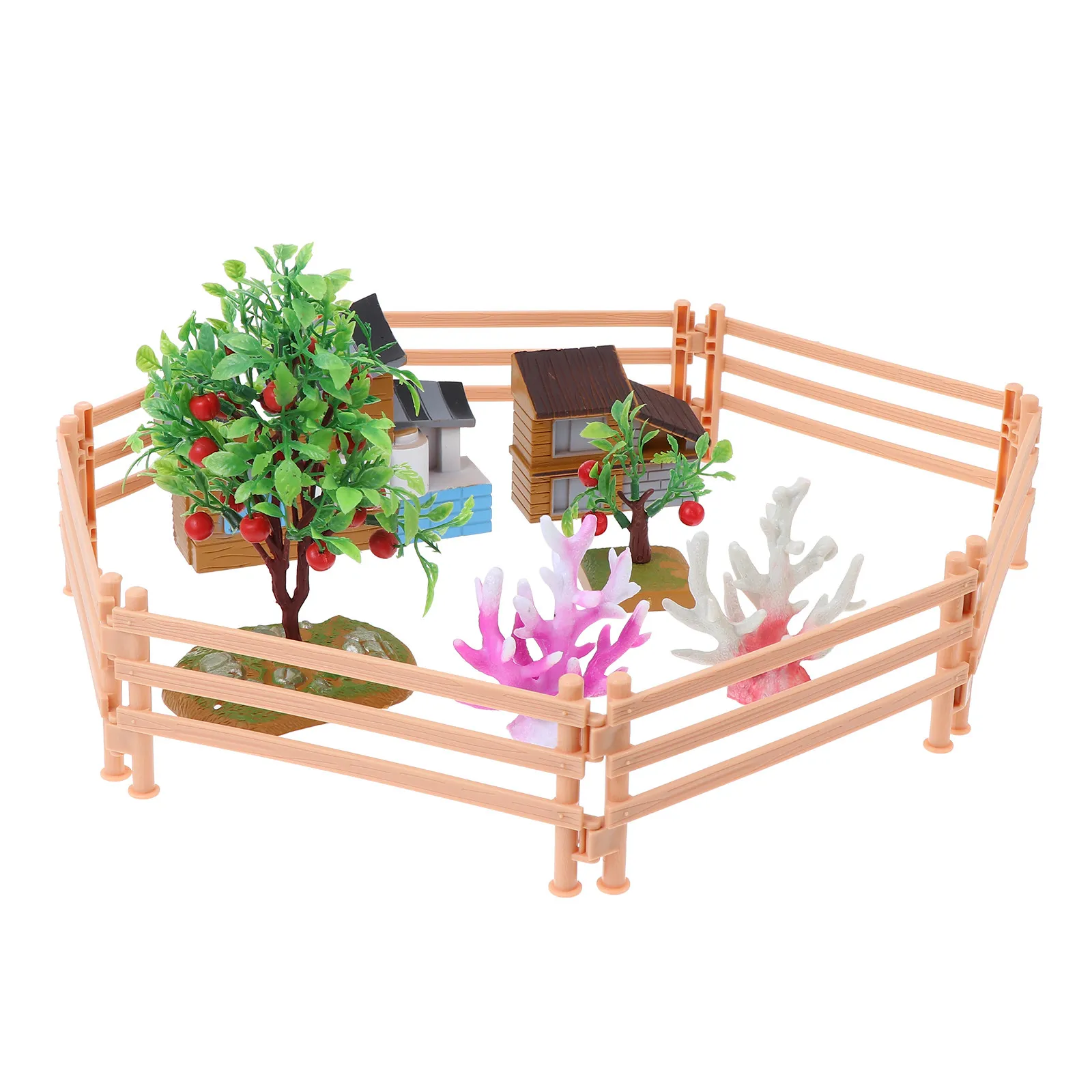 

1Set Mini Farmhouse Scene Fruit Tree Fence Simulation DIY Accessories for Kids Educational Play Decor Farm Model