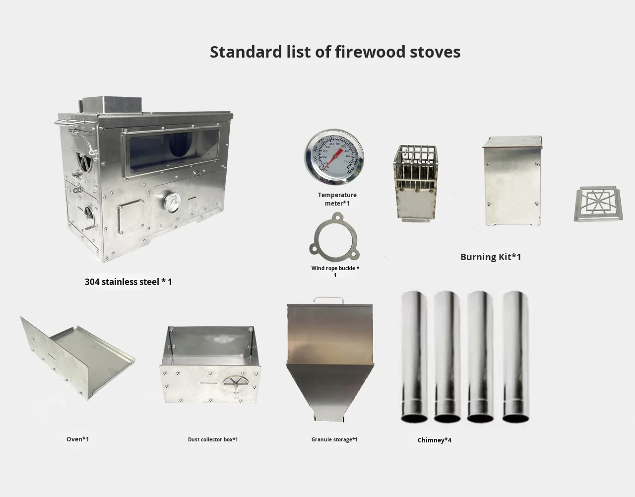 Fogão para churrasco de acampamento ao ar livre 304 aço inoxidável fogão a lenha portátil com forno barraca de acampamento aquecimento fogão a pelota