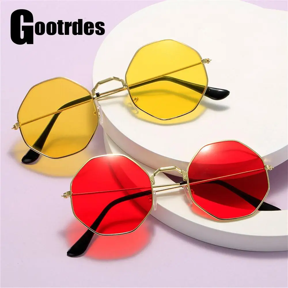 Retro Octagonal Polygon Sunglasses Fashion Ocean Lenses Sun Glasses Women Men Summer UV400 Protection Eyewear Trendy Sun Shades