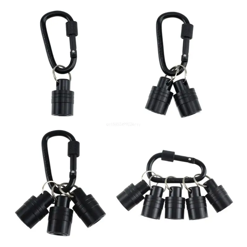 1/4 Shanks Drill Bit Holders Key Chain with Carabiners Hook Carbon Steel Construction for Efficient Tool Change