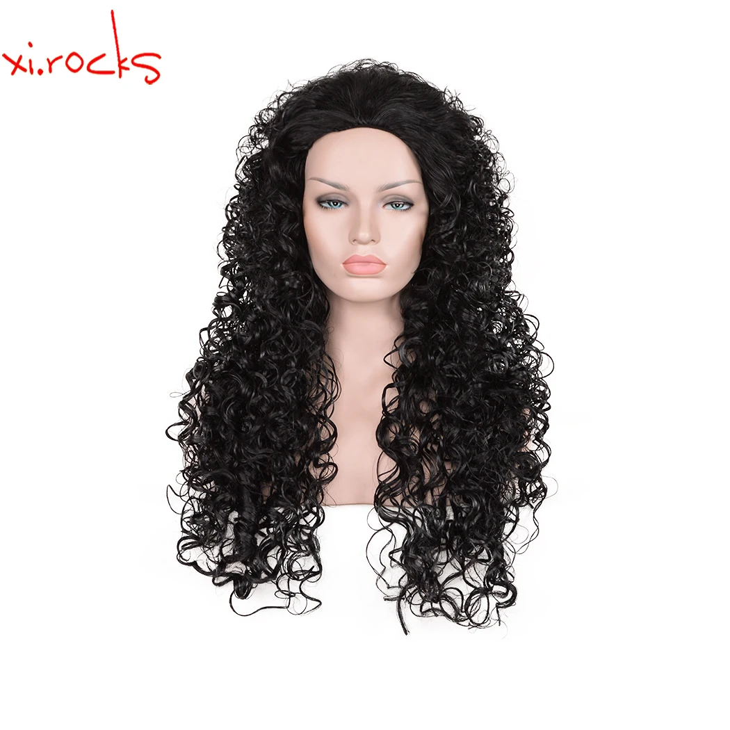 3544 Xi.Rocks Anime Movie Moana Maui Cosplay Black Curly Role Play Wig Halloween Synthetic Long Hair