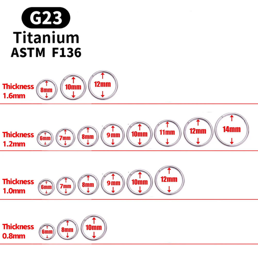 G23 Титановые кольца в носу, разноцветные зажимы для тела, обруч для женщин и мужчин, ювелирные изделия для пирсинга хряща, сегмент, губа, ухо, L-кольцо, обруч