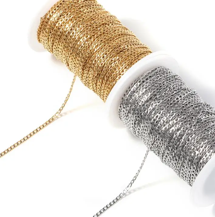 

1Meter 2Meters Stainless Steel Flat O-shaped Chain For DIY Necklace Bracelet Bag Accessories And Jewelry Making