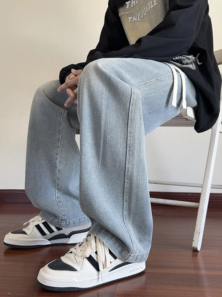 

Waed Vintage Starry Night Denim Jeans Men's New 2024 Loose Straight Leg Wide Leg Pants American High Street Sle Jeans