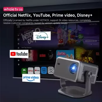 

Умный проектор 2025 года, светодиодный ЖК-дисплей, 300 лм, Android 11, портативный 4K с регулируемой подставкой, автоматическая коррекция трапецеидальных камней для спальни