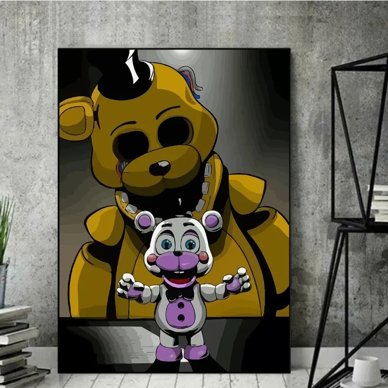 F-Five N-Nights في شخصيات فريدي صور ملصق لعبة كرتونية شعبية حائط لوح رسم الفن لغرفة المعيشة ديكور المنزل #4