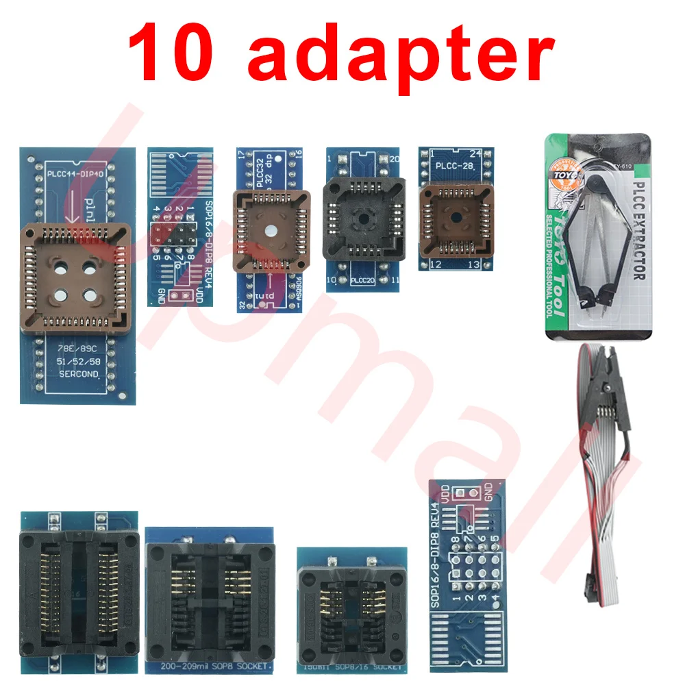 Original XGecu T48 Programmer 10 Adapters V12.63 Support 28000+ ICs for SPI/Nor/NAND Flash/EMMC BGA153/162/169/100/221