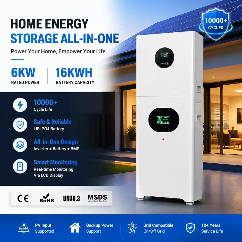 Zsen All In One 20-30KW Off Grid Stackable Hybrid Solar Inverter & 16kWh LiFePO4 Battery IP65 ESS Power Storage System