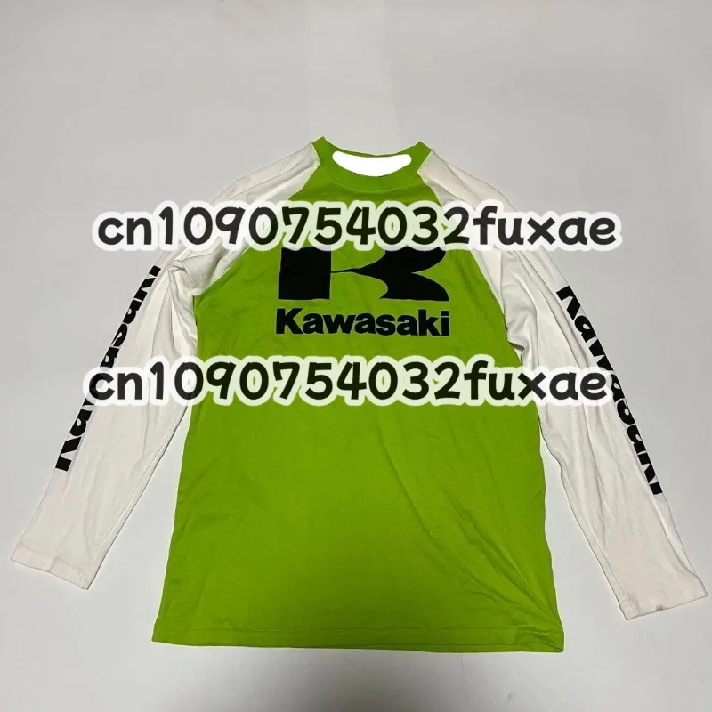 

Новинка 2025 года, мотоциклетная гоночная форма Kawasaki, мужская и женская негабаритная дышащая быстросохнущая спортивная футболка с длинными рукавами