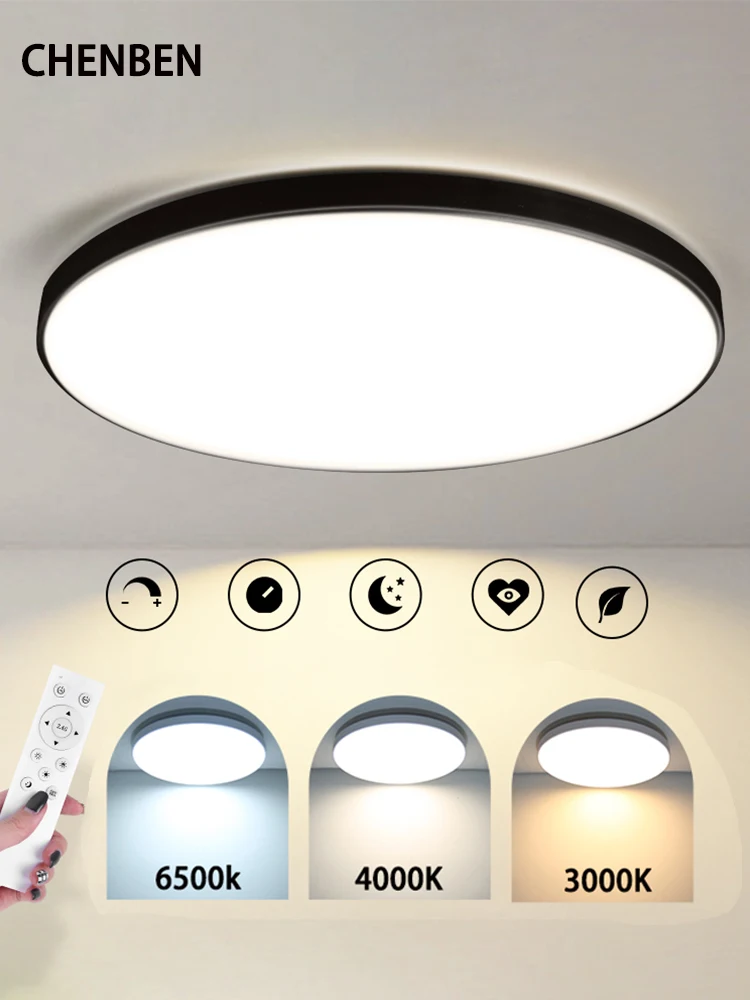 LED-Deckenleuchte, 50 W, 47 cm, mit Fernbedienung, dimmbar, für die moderne Wohnraumgestaltung, Deckenleuchter, Kronleuchter, für Schlafzimmer und Wohnzimmer, LED-Leuchte, runde Wohnraumbeleuchtung,