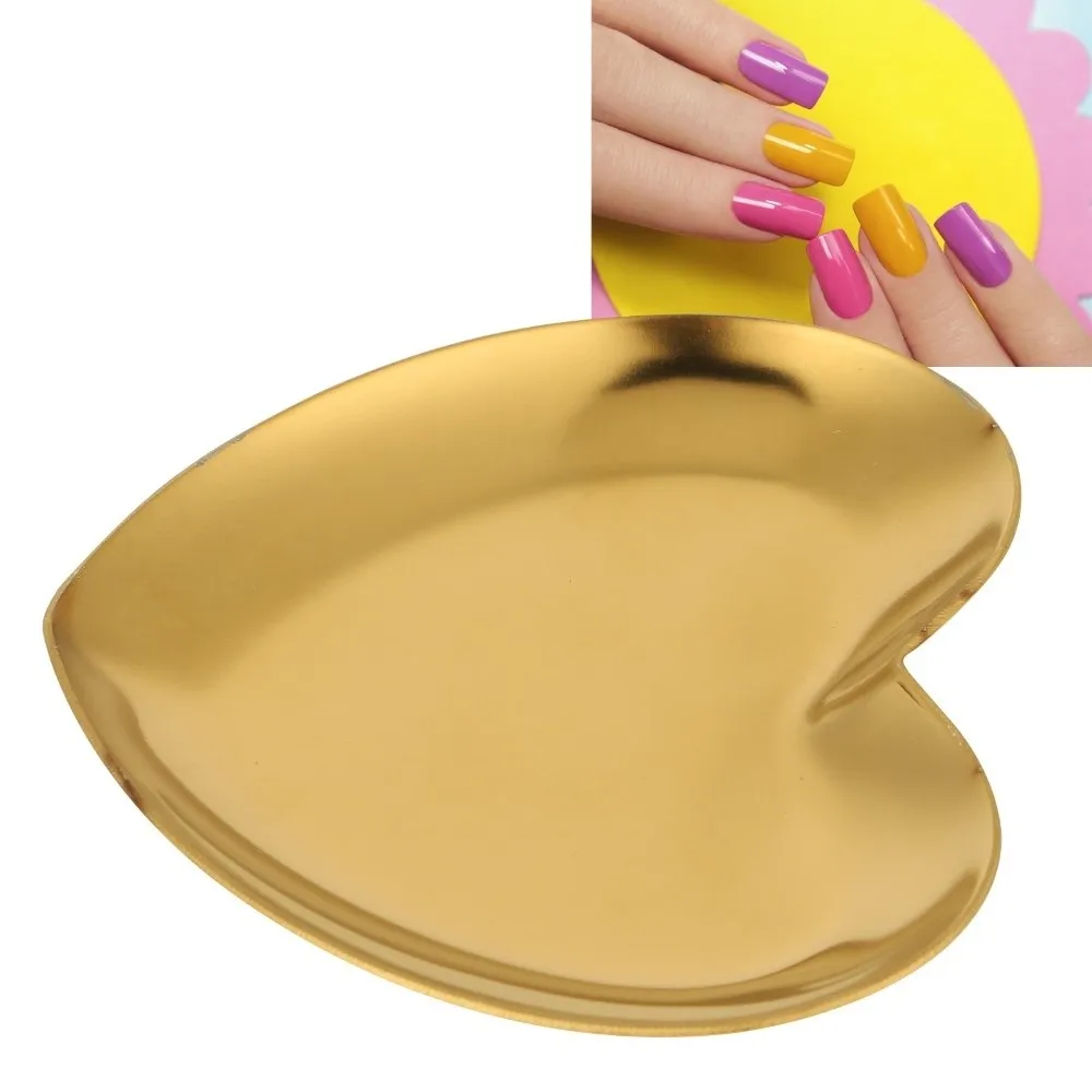 Stainless Steel Heart Shaped Nail Art Palette Heart Shaped Heart Shaped Jewelry Display Tray Cosmetics Organizer Tray Nail Shops