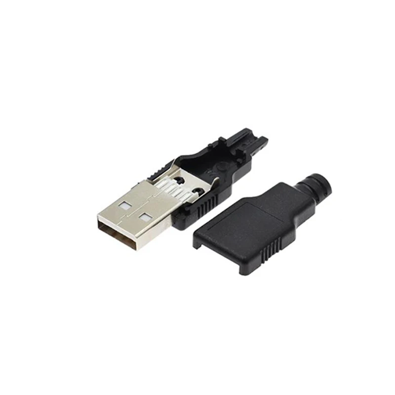 2.0 USB Type A Male 2.0 USB Socket Connector With Black Plastic Cover Solder Type 4 Pin Plug DIY Connector