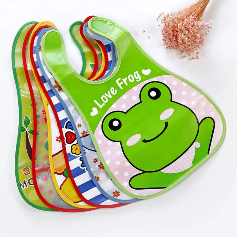EVA Plastic Adjustable Baby Bibs Waterproof Lunch Feeding Bibs Baby Boygs Girls Cute Cartoon Feeding Cloth Children Baby Apron