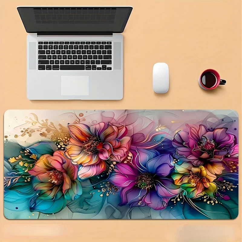 

Colorful Floral Thick Non-Slip Rubber Mouse Pad with Stitched Edges Soft Desk Mat for Gaming Office Extended Pad Pc Accessories