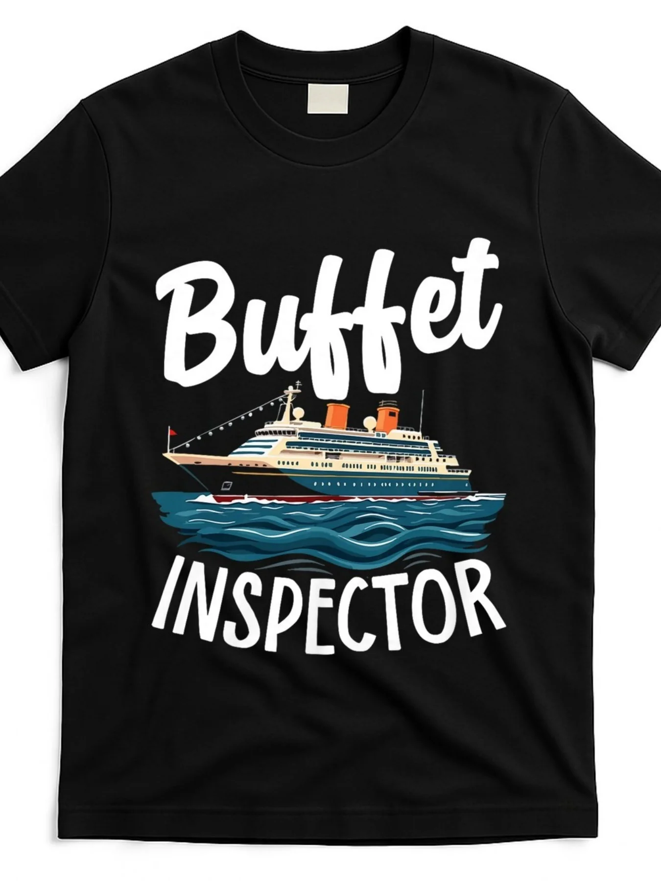 cruise-design-for-women-buffet-inspector-funny-cruise-t-shirtSame style for men and women 2025 summer short-sleeved printed T-shirt pure 220G