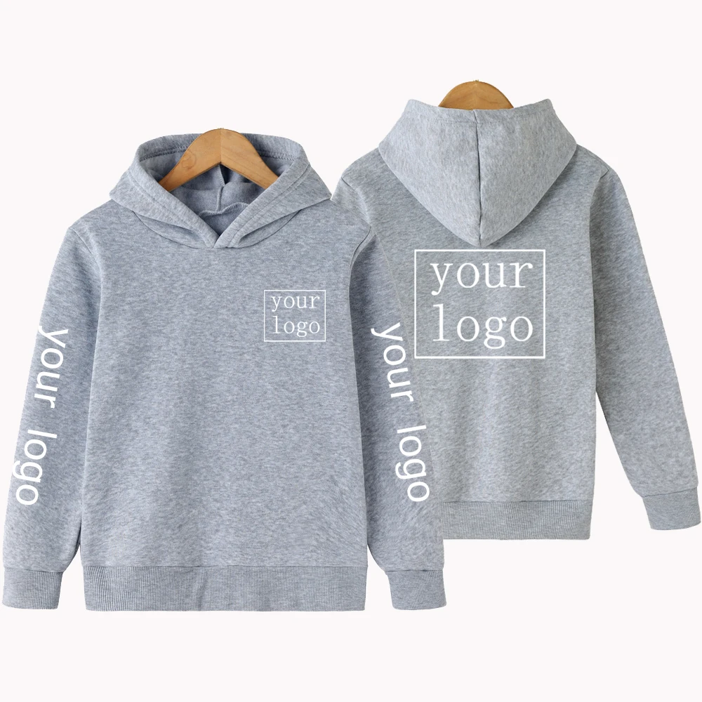 Sudaderas con capucha personalizadas para niño y niña, ropa informal de manga larga con estampado de texto e imagen de logotipo, Tops de moda