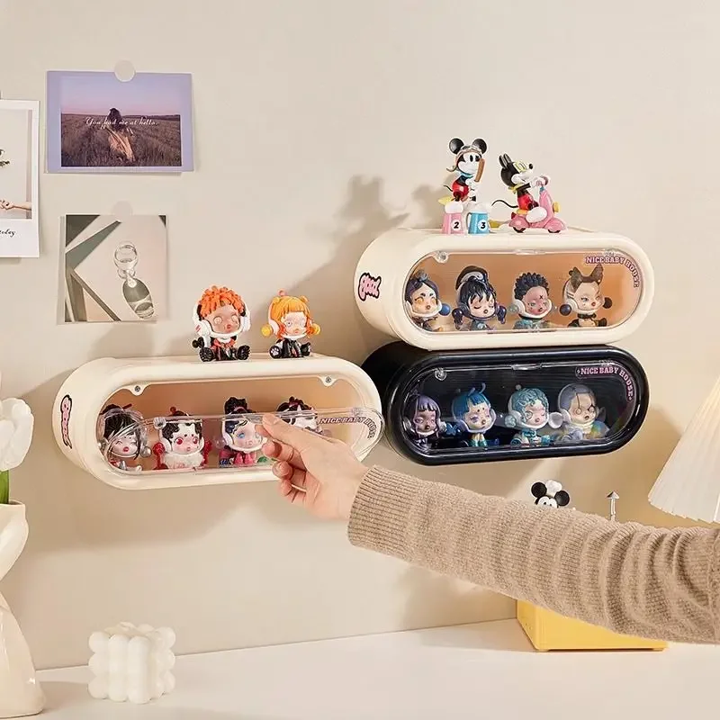 Blind Box Display Rack Storage Wall Mounted Doll Blind Box Display Rack Suction Figurine Display Cabinet Dustproof Doll Box