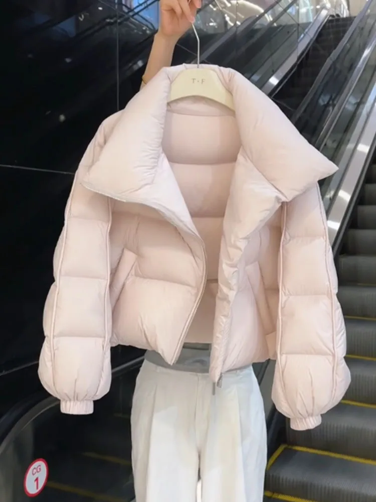 Rosa fofo ort down jaet feminino 2025 novo inverno thi outerwear commute sle ajuste regular branco du down enchimento