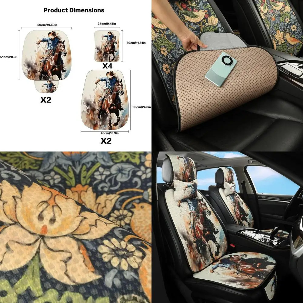 

5-Seat Western Cowboy Style Seat Covers, Honeycomb Knit, Breathable Universal Car Seat Protectors