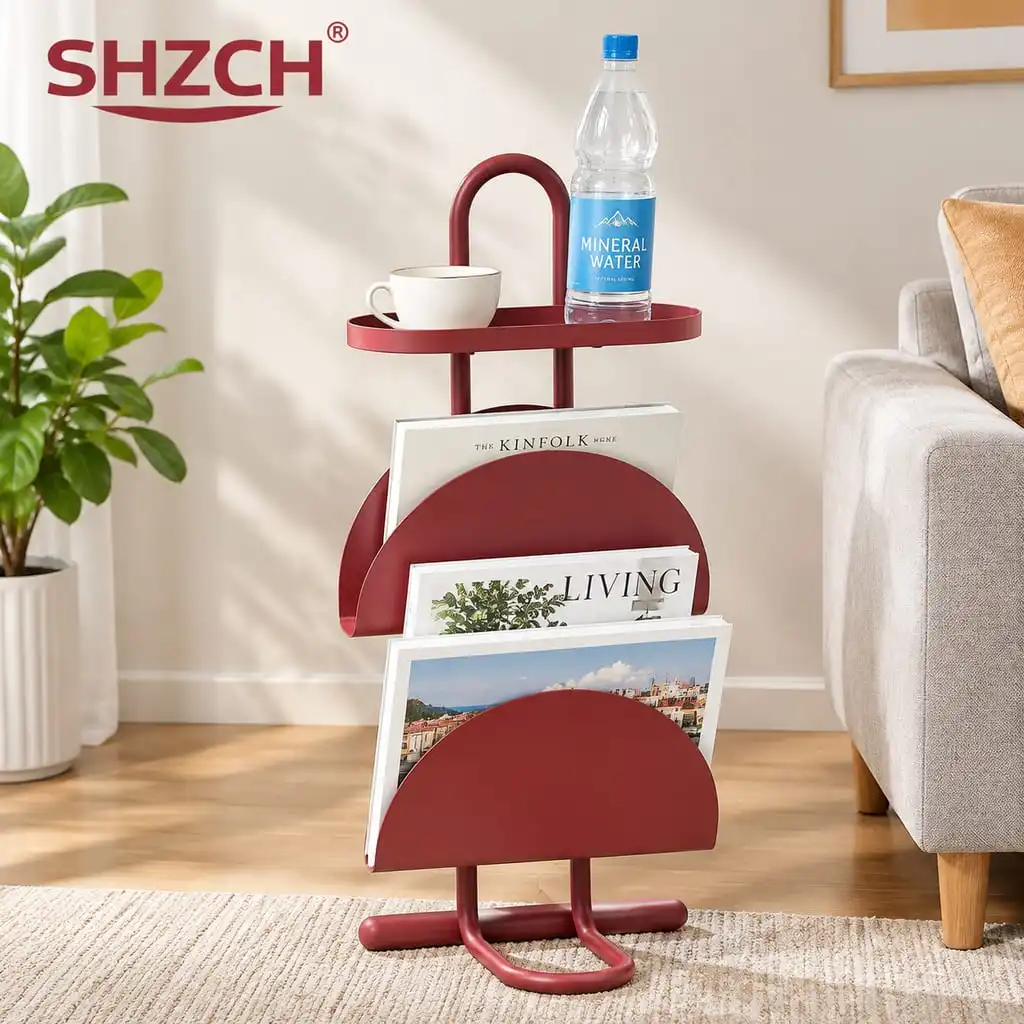 Modern Bedside Table, Multi-Functional Side Table with Floating Magazine Rack, Minimalist Home Decor & Space Saving Nightstand