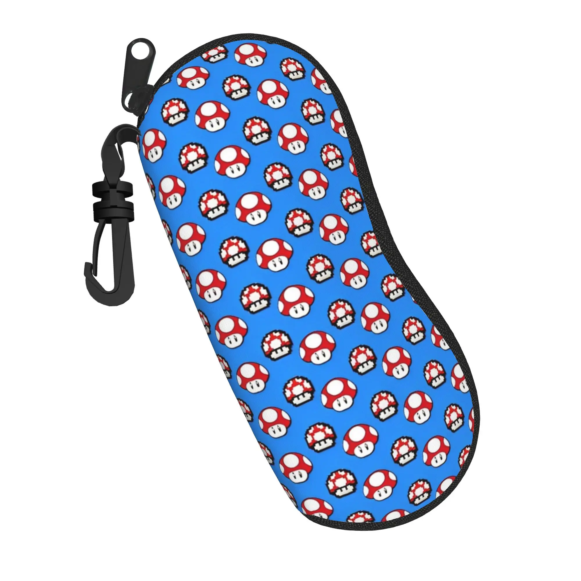 

Marios Super Mushroom Glasses Case Men Women Printing Zipper Eyewear Storage Box Glasses Box