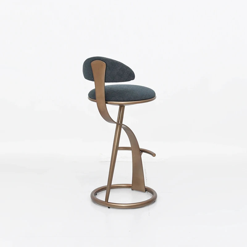 High-end Custom Bar Chair Designer Light Luxury High-end Sense Stainless Steel Modern Bar Chair Villa Home High Stool view 6