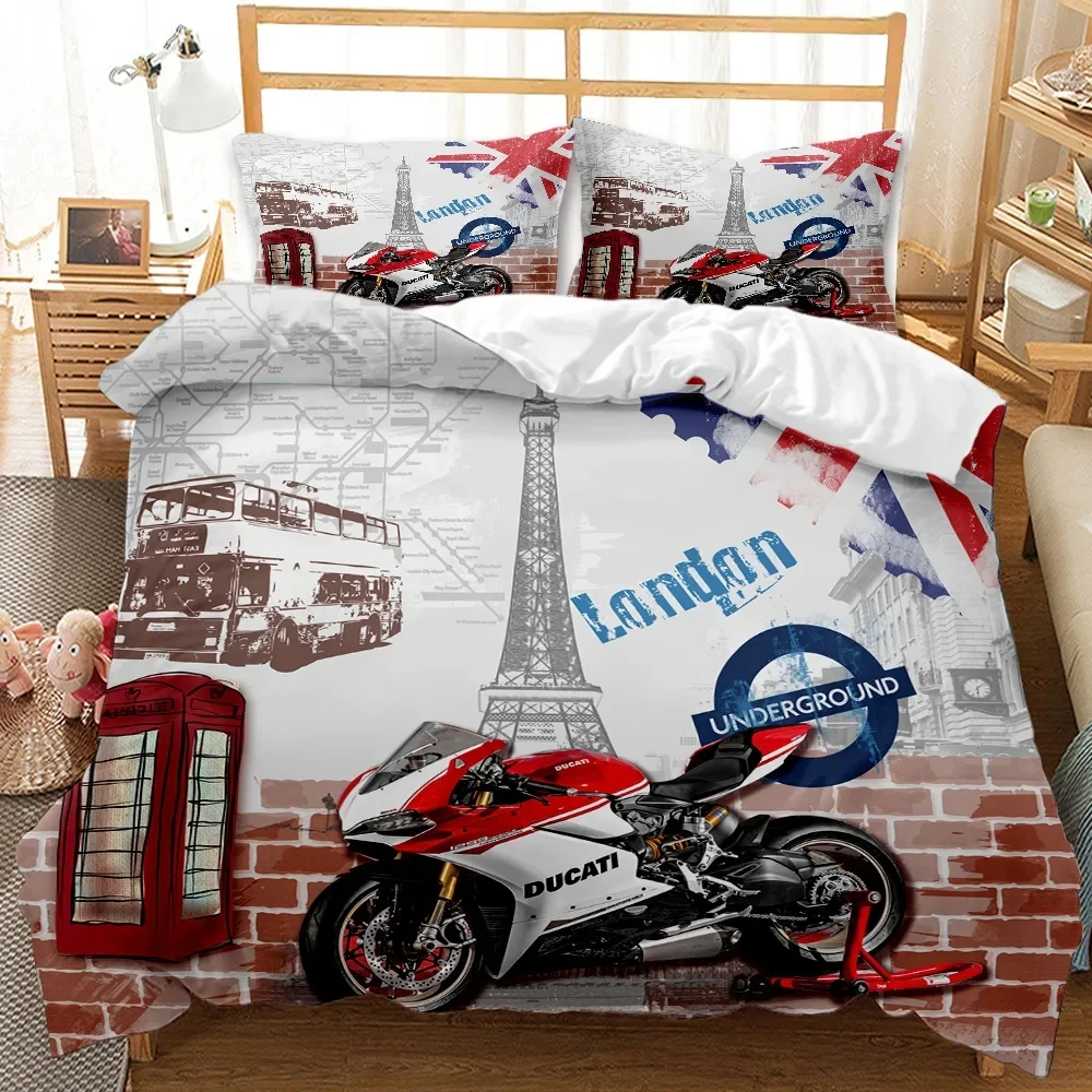 

British Style Duvet Cover Double Decker Bus Traditional Local Cultural England UK Retro Double Queen King Polyester Quilt Cover