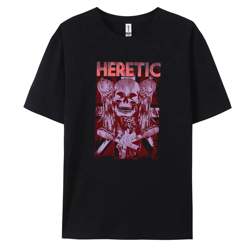 Heretic Men's Casual Short-sleeved T-shirt with 100% Cotton Fashion print Tees oversize