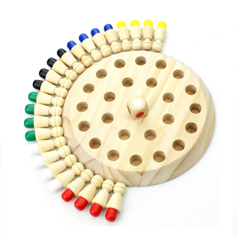 Kids Wooden Memory Chess Match Stick Chess Game 3D Puzzles Board Game Educational Color Animal Cognitive Ability Toy Gifts