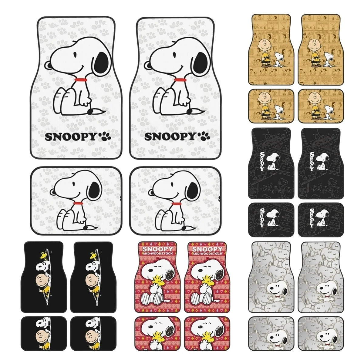 

Cute Snoopy Sleep Peanuts Floor Mats for Cars All-Weather Waterproof Floor Mats Liner Full Set Car Accessories