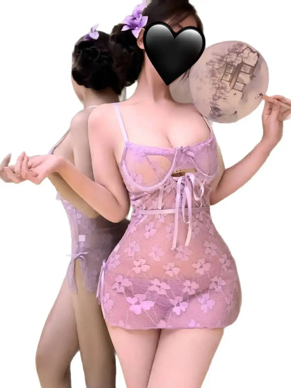 Sexy transparente renda guarnição vestido sem costas sem costas profundo v suspensórios sem mangas malha flor impressão vestido transparente elegante ai6x